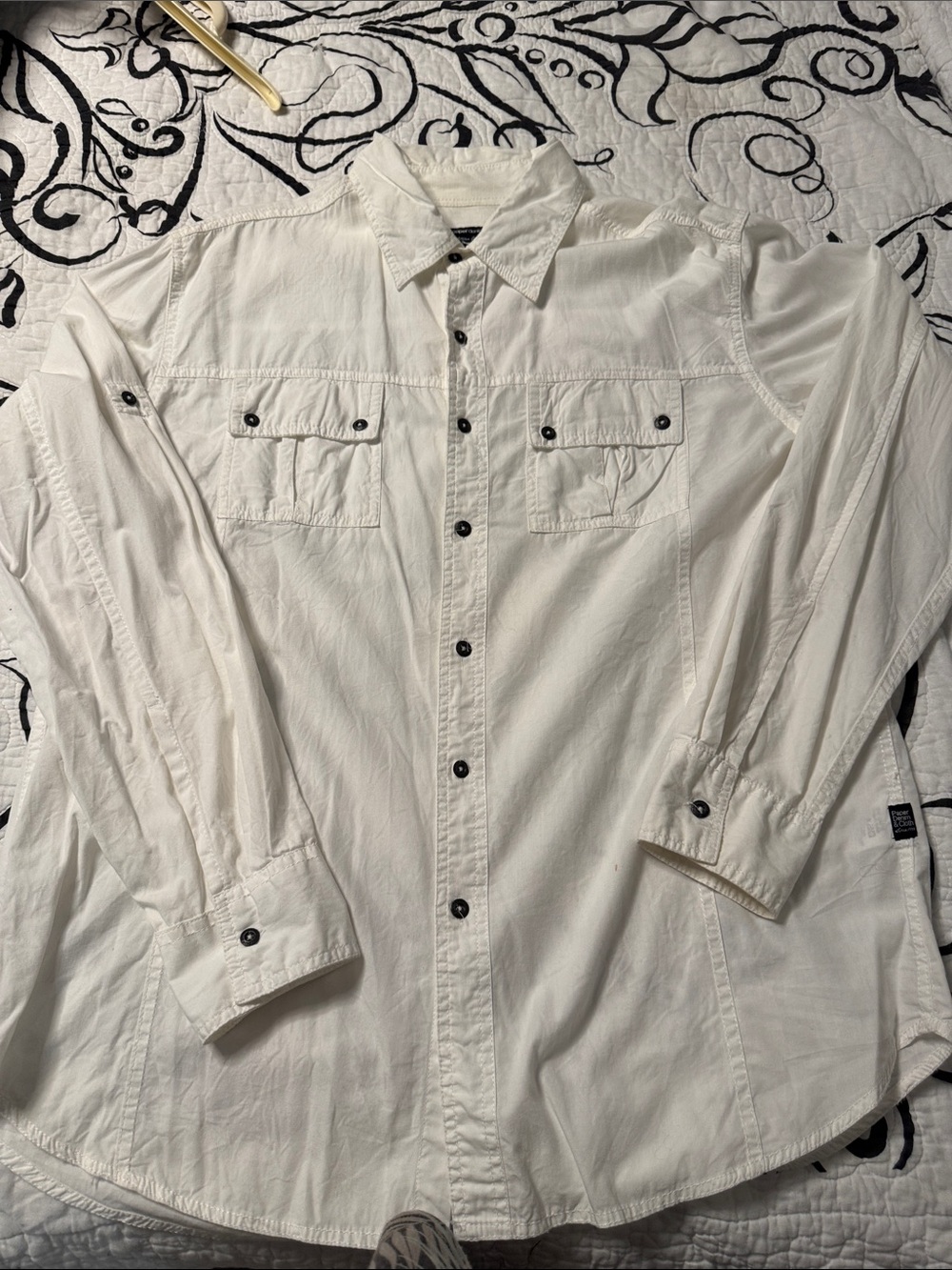 Paper Denim & Cloth White Long Sleeve Casual Button Down Shirt